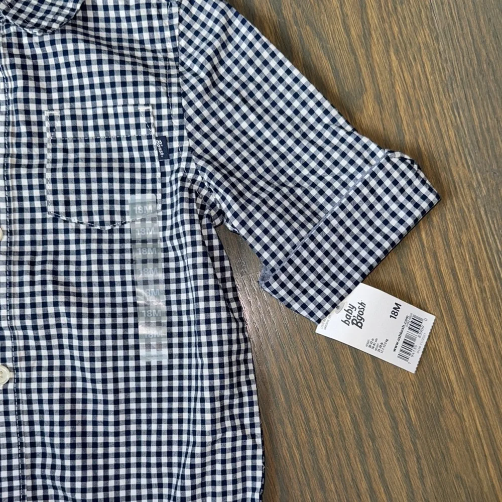 OshKosh B’gosh Navy Gingham Button-Down Bodysuit | 18M